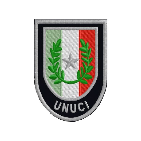 Stemma ricamato UNUCI Italia  su fondo NERO Cod. 20140312_U