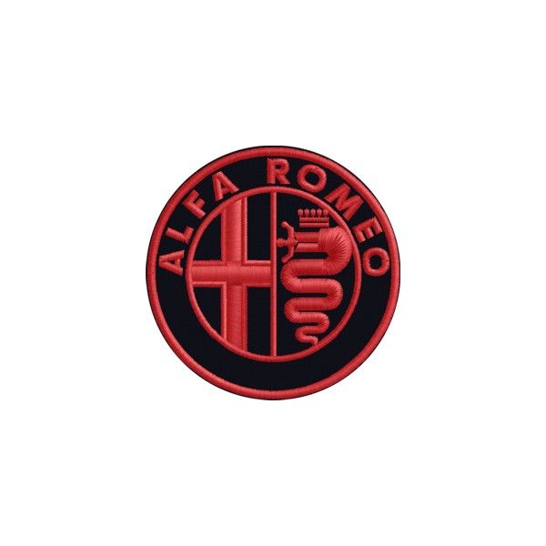 Patch Stemma Alfa monocolore su fondo nero Cod.20140415_A diam.7