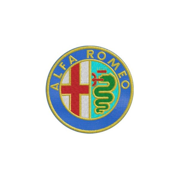 Patch Stemma Alfa colorato su fondo blu Cod.20140415_B diam.75