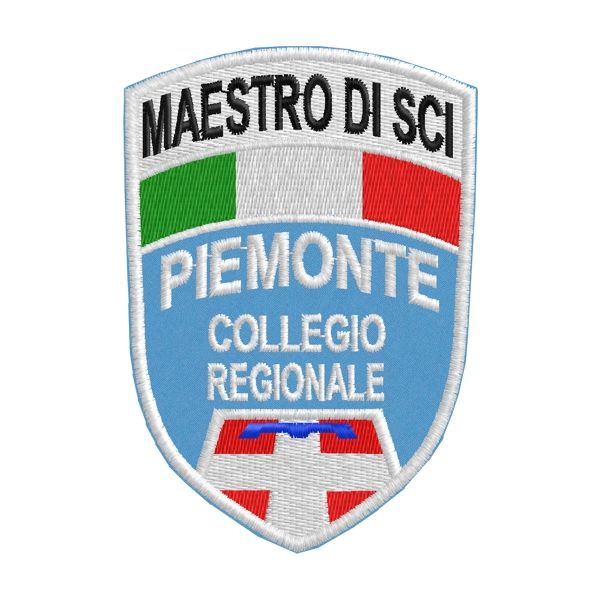Patch MAESTRO DI SCI su base azzurra collegio regione PIEMONTE Cod.20141218_Cyan