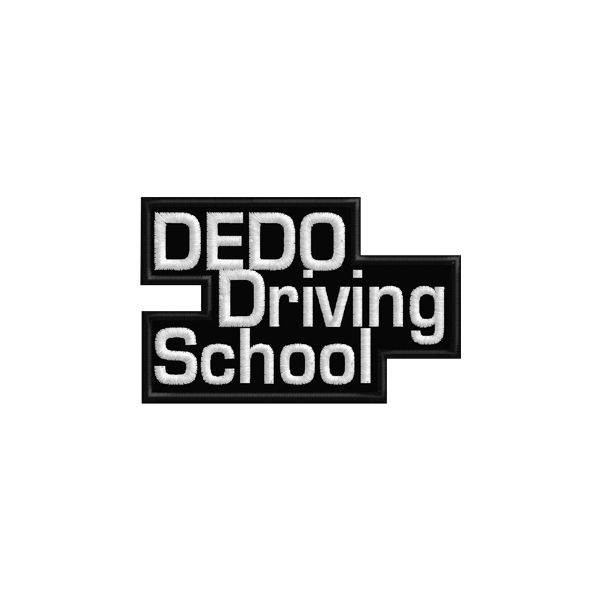 Stemma Ricamato DEDO Driving school su fondo nero Cod.20150117_A