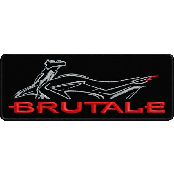 Patch ricamato scritta moto BRUTALE su fondo nero Cm.24 - Cod.20150125_A