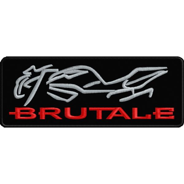 Patch ricamato scritta moto BRUTALE su fondo nero Cm.24 - Cod.20150125_B