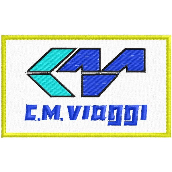 Etichetta ricamato CM Viaggi cm. 10 x 6  Cod.20150207_B
