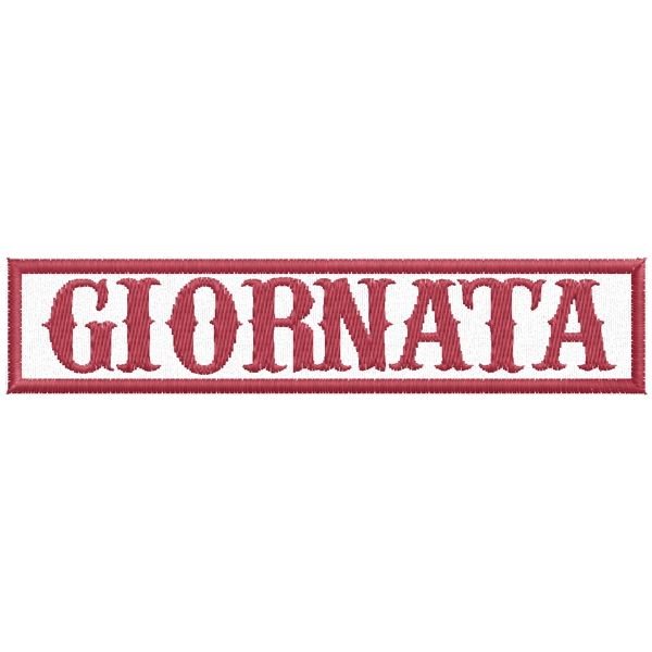 Patch ricamata con il proprio nome su fondo bianco e filato ROSSO cod.20150213_IT_font