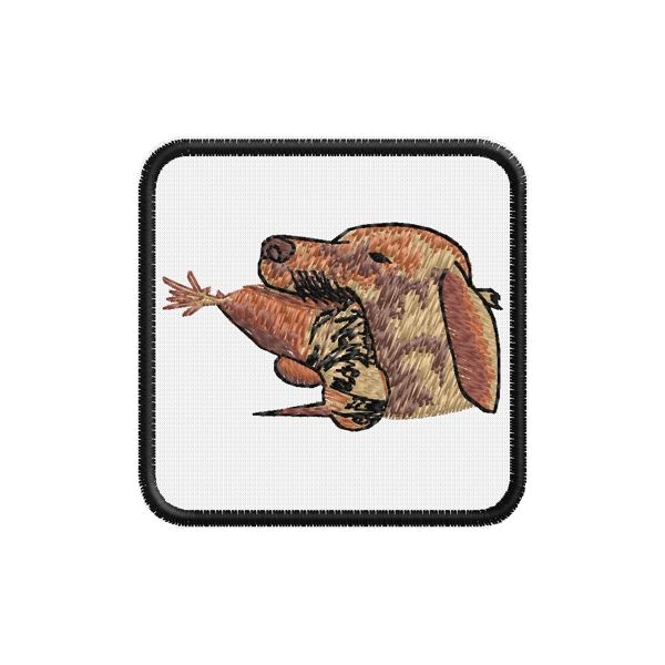 Patch  quadrato 6 x 6 caccia cane con riporto preda in bocca Cod.20150301_B