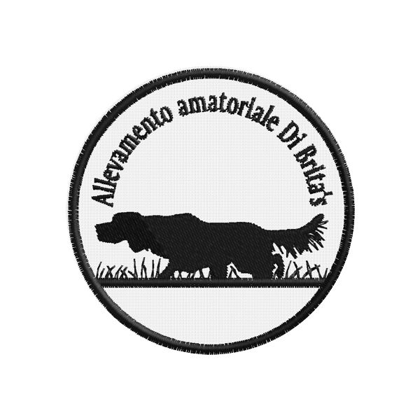 Patch  tondo diametro 7 profilo cane caccia in ferma Cod.20150301_C1