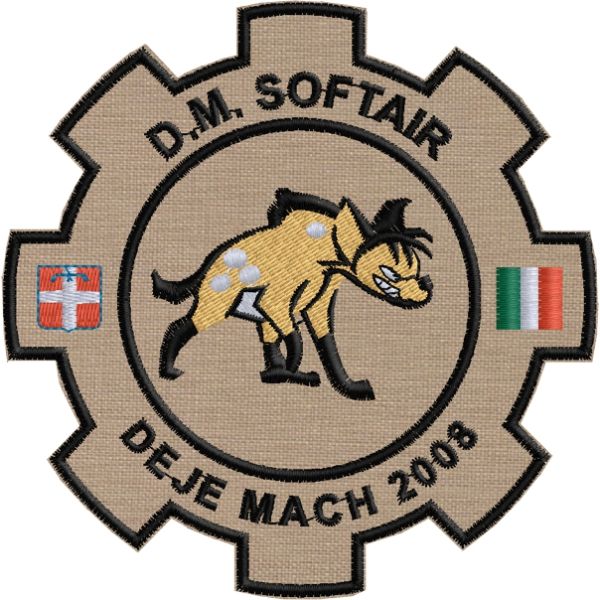 Stemma ricamato D.M. SOFTAIR  su tessuto TAN Cod. 20150309_A