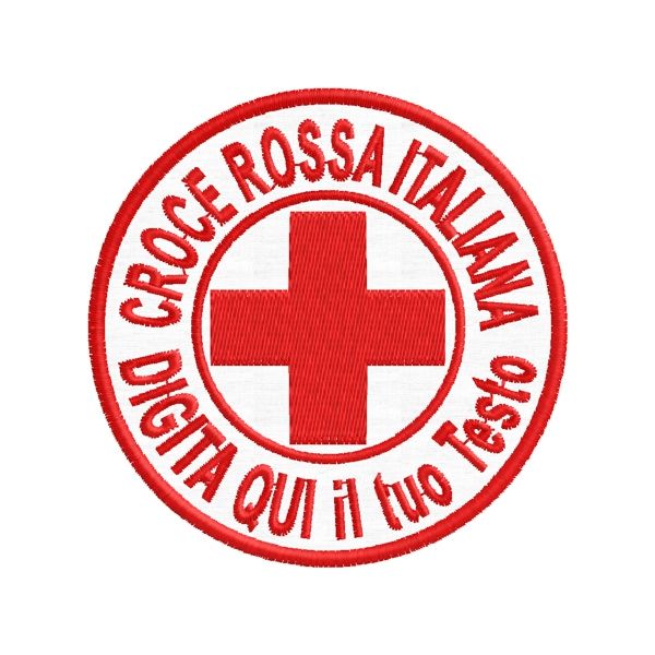 Patch ricamato CROCE ROSSA con testo personalizzato su spazio sotto cod.20150509_A