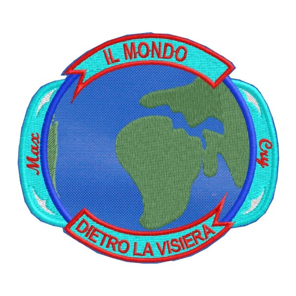 Patch ricamato IL MONDO DIETRO LA VISIERA  Cod.20150624_A