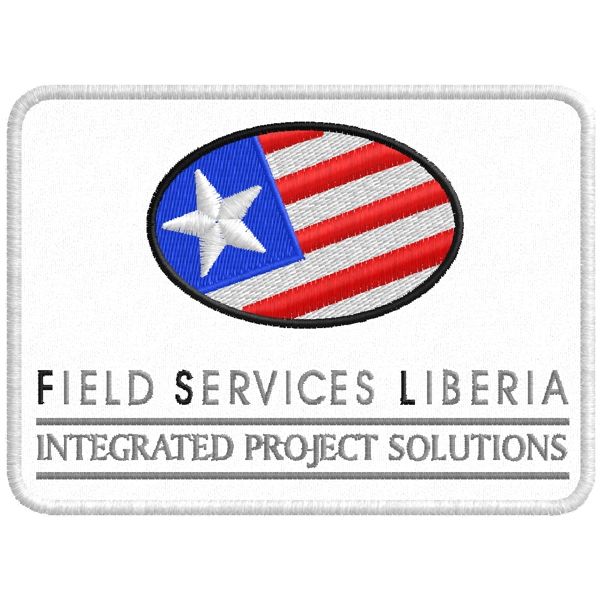 Patch ricamato rettangolare FIELD SERVICES LIBERIA Cod.20150625_A