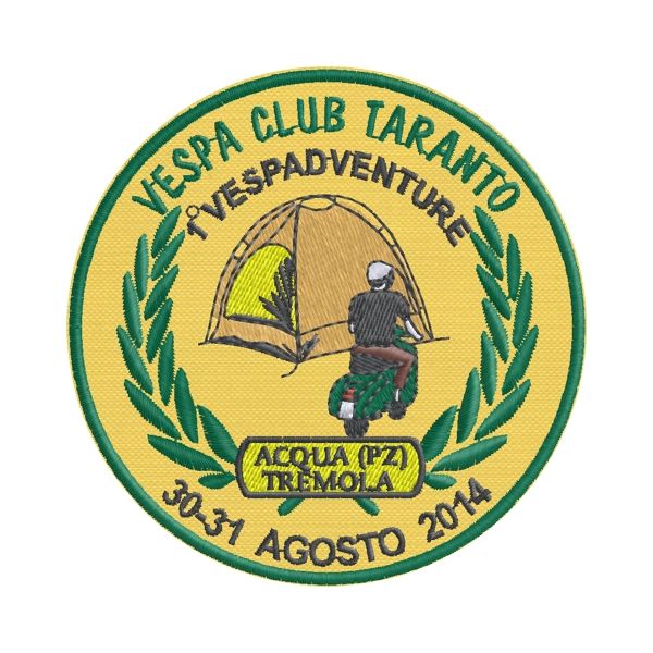Stemma ricamato VESPADVENTURE Diam.8 cm. Taranto Cod.20150704_B