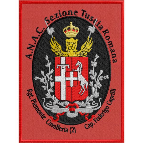 Patch ricamato(A.N.A.C. Cavalleria piemonte) su altezza cm.15  Cod.20150707_A