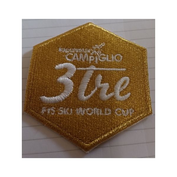 SCANSIONE Patch ricamato esagonale FIS SKI WORLD CUP Madonna di campiglio Cod. 20150722_A