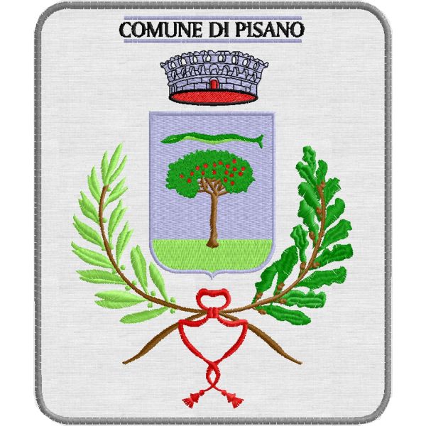 Patch ricamato Logo comune di Pisano cm.18 x 15 Prov. NOVARA cod.20150825_A