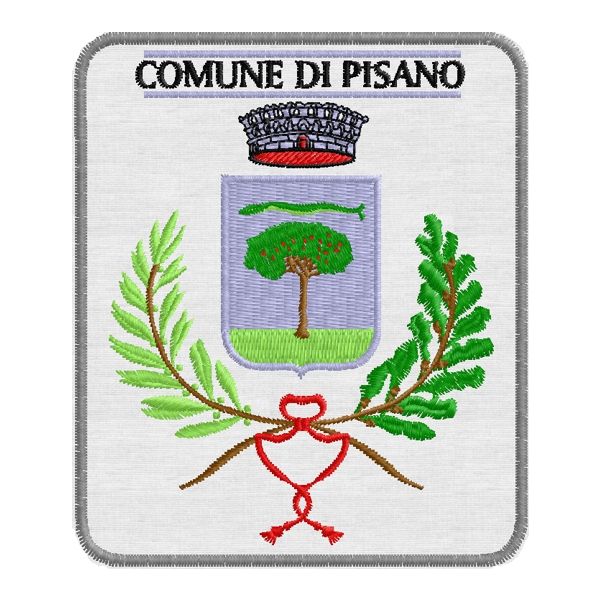 Patch ricamato Logo comune di Pisano cm.9 x 7,5 Prov. NOVARA cod.20150825_B