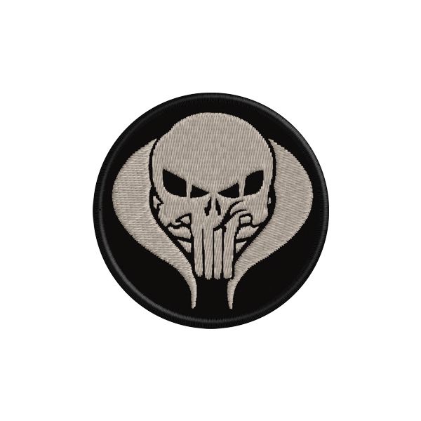 Patch diam. 5,60 con teschio ricamato cod.20150903_B