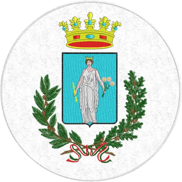 Patch ricamato Madonna con fiori , corona e alloro diam. 28 cm. Cod.20150908_A