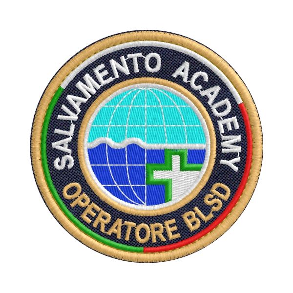 Patch ricamato SALVAMENTO ACADEMY Operatore BLSD Cod.20151002_A