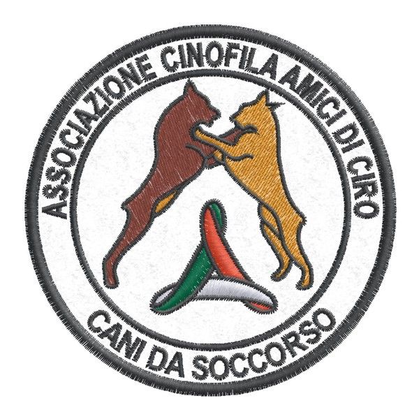 Patch ricamato cani da soccorso Associazione cinofila Diam.9 cod.20151127_D9