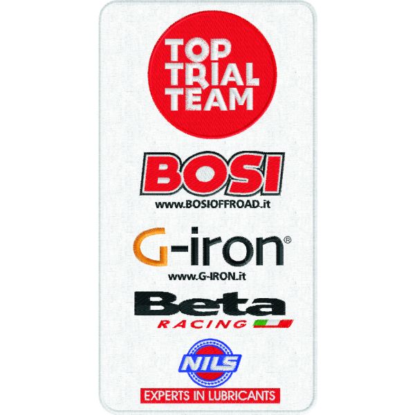 Stemmone SPONSOR ricamato cm.24x12,5 ( Top trial team BOSI G-iron BETA nils )  Cod.20151218_A