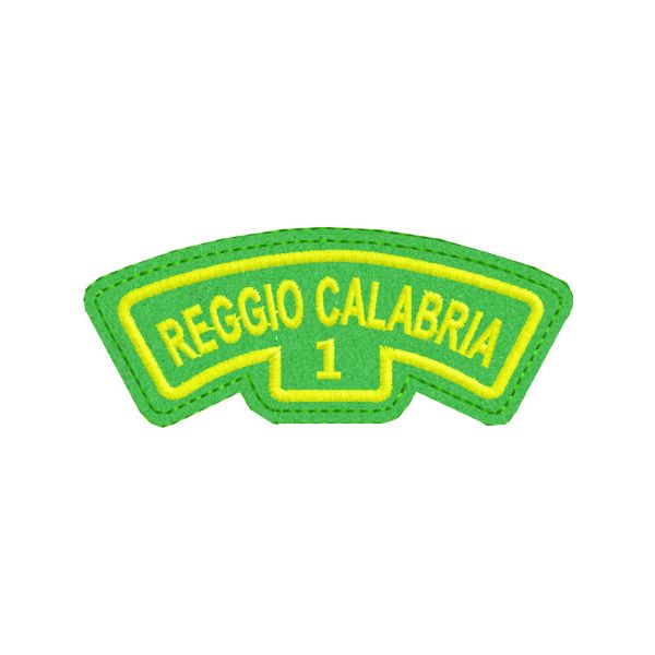 Patch ricamato REGGIO CALABRIA (1)  su panno verde chiaro