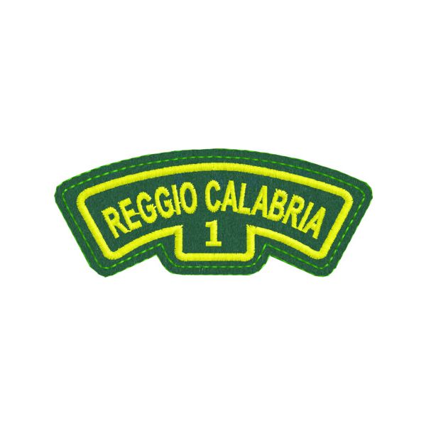 Patch ricamato REGGIO CALABRIA (1)  su panno verde chiaro
