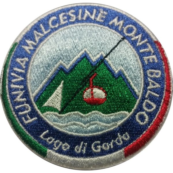 Stemma tutto ricamato FUNIVIA DI MALCESINE Lago di Garda diam. 60 mm