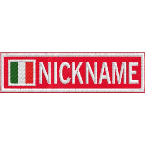 Patch ricamato su base blu scuro ZIGZAG2 con il tuo nome 