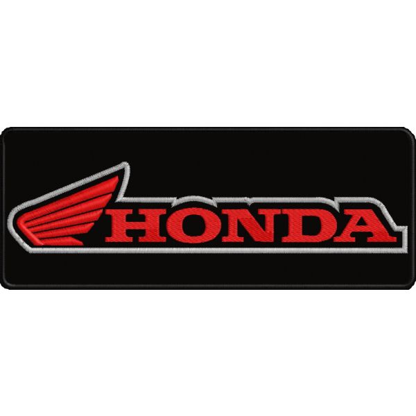 Patch ricamato logo Honda mm.235 x 90  su fondo di tessuto nero Cod.20160228_A