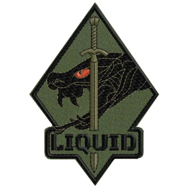 Patch LIQUID con cobra su fondo Verde militare cod.20160320_C