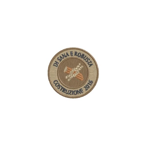 Logo tondo  ricamato "DI SANA E ROBUSTA COSTRUZIONE 2016 diam.36 mm. Cod.20160401_A