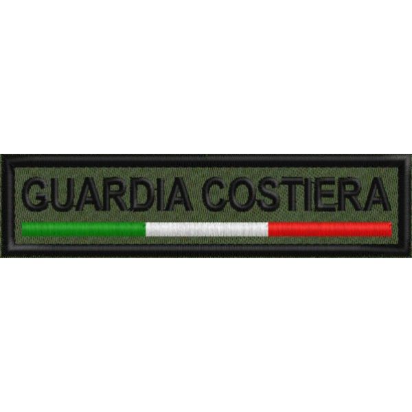 Patch ricamato Guardia costiera , su base tssuto verde militare Cod.20160411_A
