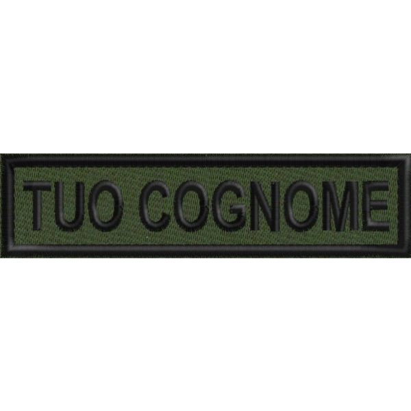 Patch ricamato con il tuo nome su un fondo di tessuto verde militare Cod.20160412_A