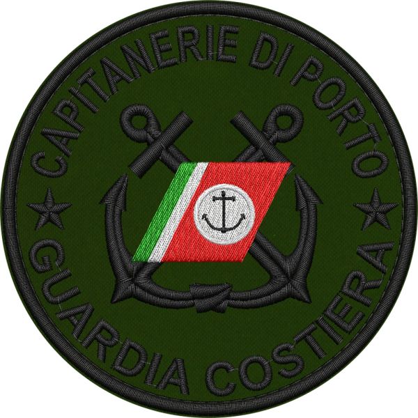 Bollo tondo GUARDIA COSTIERA Capitaneria di porto ,diam_cm-10 su base a Verde