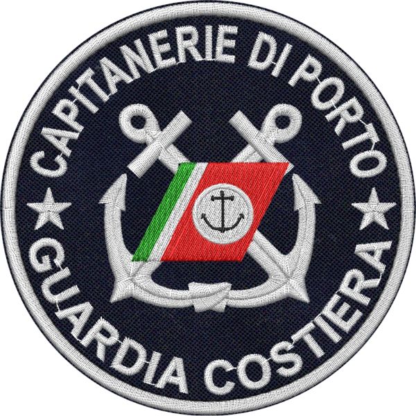 Bollo tondo GUARDIA COSTIERA Capitaneria di porto ,diam_cm-10 su base a Verde