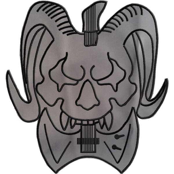 Teschio di bufalo ricamato, patch ritagliato su forma Cod.20160501_C