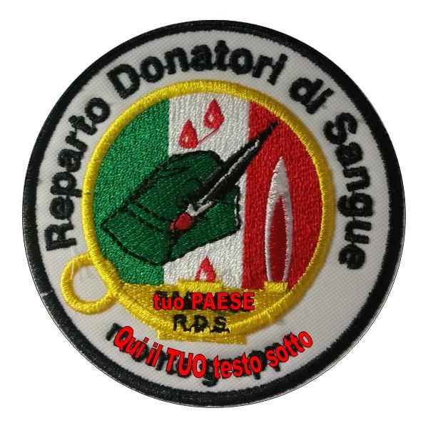 Patch ricamato gruppo ALPINI Donatori sangue, personalizzato per la tua sezione e il tuo paese Cod.20160503_A