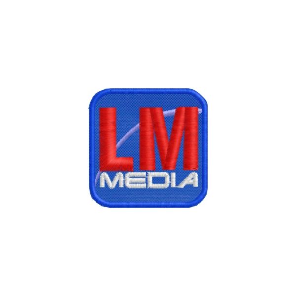 Patch ricamato su base cm.4 Logo LM Media cod. 20160523_A