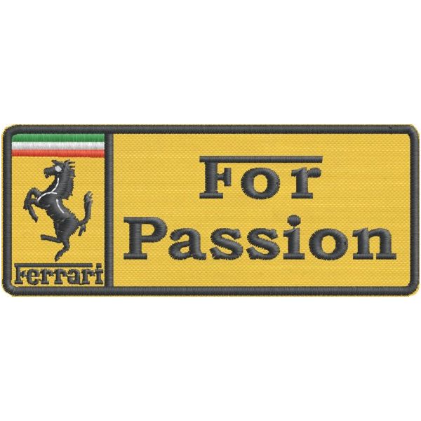 Patch  rettangolare Ferrari FOR PASSION su base cm.10 Cod.20160524_A