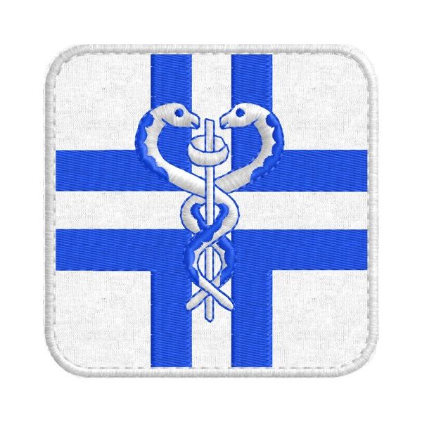 Patch ricamata MEDICO Veterinario con CROCE DI ESCULAPIO Cm.8 x 8 cod.20160528_A