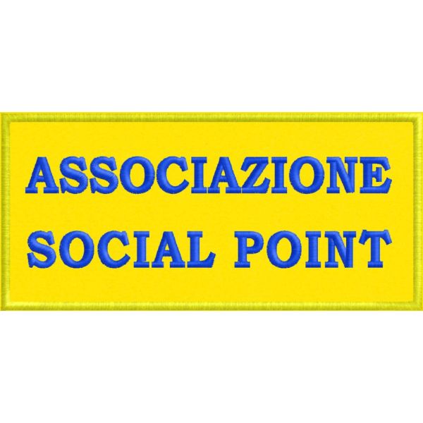 Patch ricamato su base gialla cm. 15 x 7 Associazione social point Cod.20160603_A