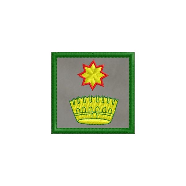 Patch quadrato ricamato CORONA e stella fondo grigio cod.20160614_A