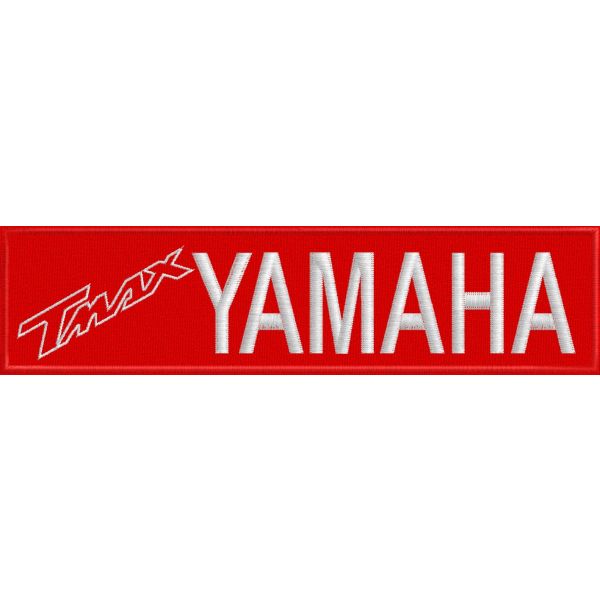 Patch ricamato T- MAX YAMAHA su base cm.24 Cod.20160626_A su base rossa