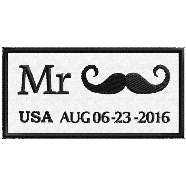 Patch ricamato personalizzato Mr. BAFFO cm.10 x 5 Cod.20160713_A