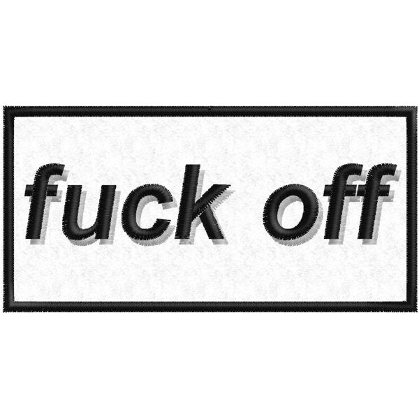 Patch ricamato scritta FUCK OFF su base cm. 10 x 5 cod. 20160811_A