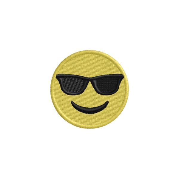 Patch ricamato SMILEY con occhiali diametro 4,5 CM. Cod.20160851_A