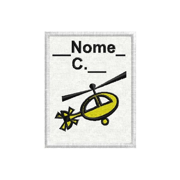 Patch ricamato - Mis. 50x65 mm. simbolo elicottero e con nome personalizzato  Cod. 20160911_A