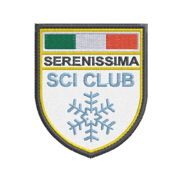 Stemma ricamato SCI CLUB serenssima su base tessuto bianco Cod.20161114_A