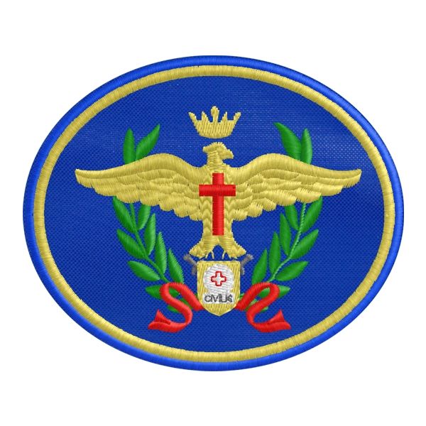 Patch da berretto ENGEA prova reale ricamat su base rossa